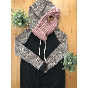 Final! Charcoal and leopard print hoodie